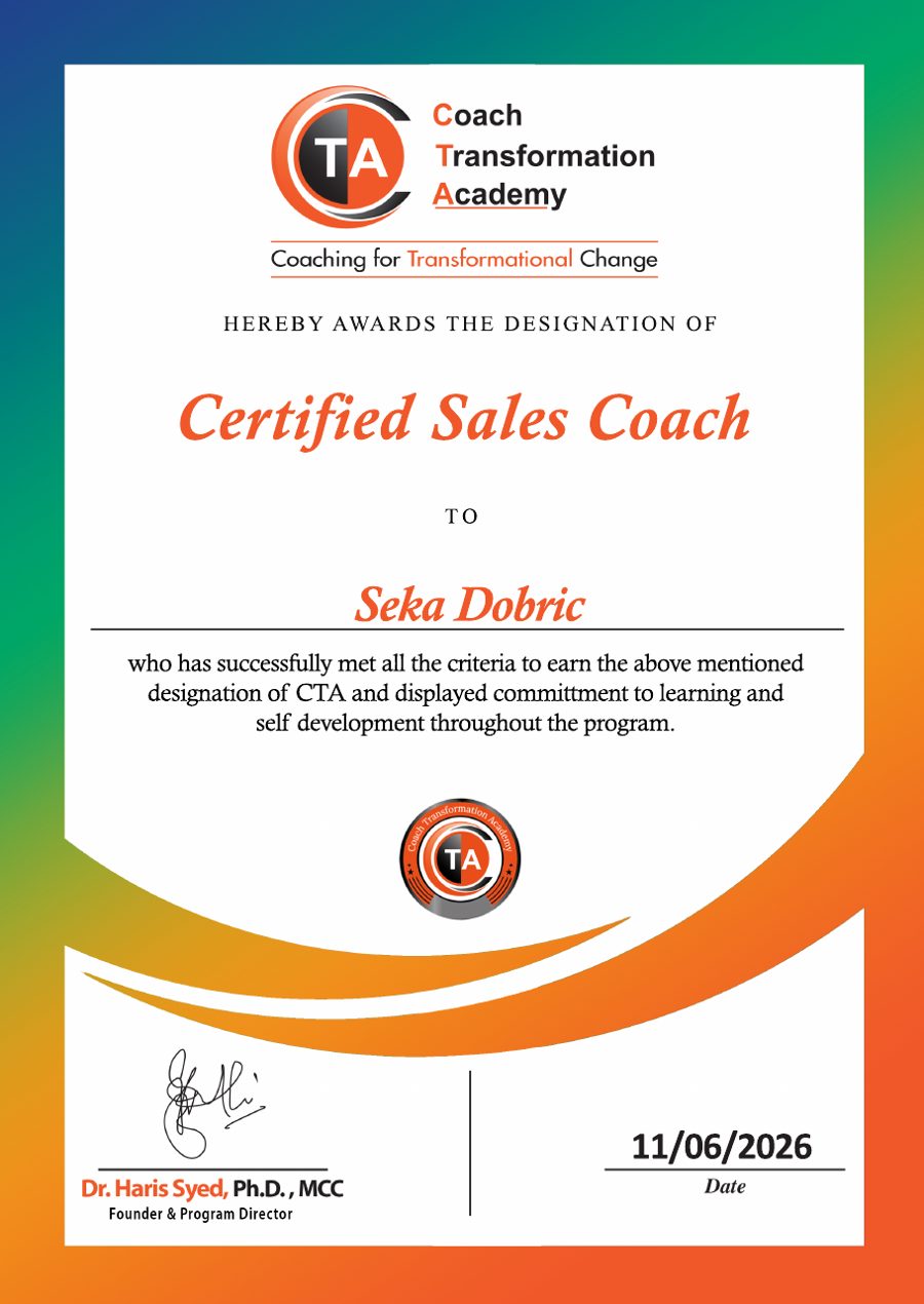 Certificate: Certified Sales Coach