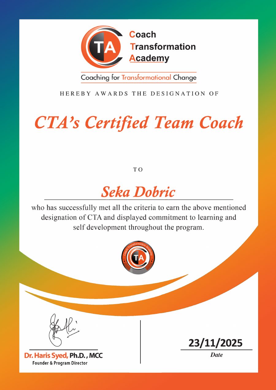 Certificate: Certified Team Coach